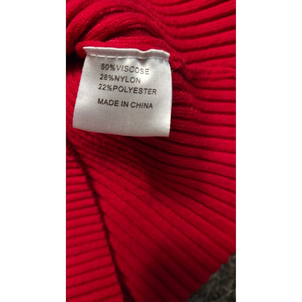 ZESICA Red Ribbed Square Neck Short Sleeve Knit Top Women's Size XL - Picture 3 of 3